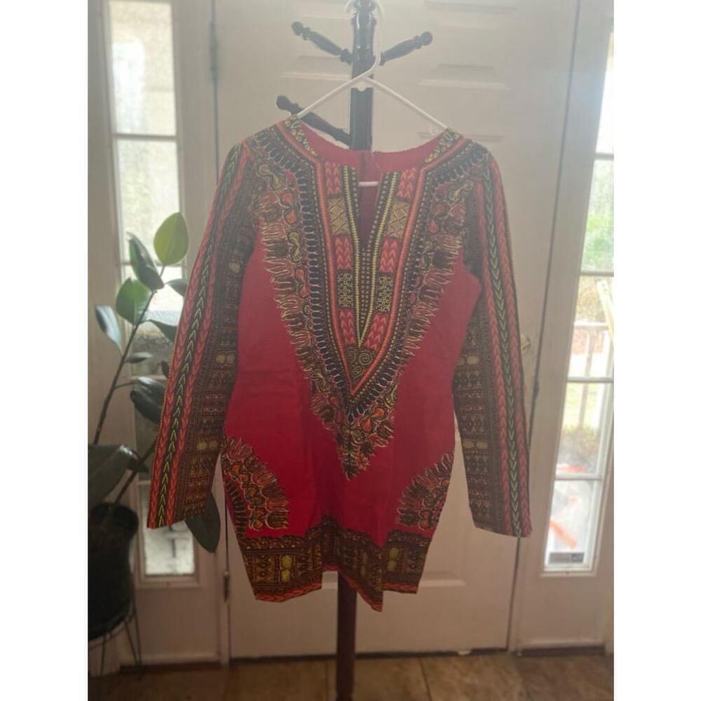 Authentic mud cloth Red African dress Size M